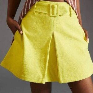 Anthropologie Maeve Belted Mini Skirt NWT Sunshine Yellow